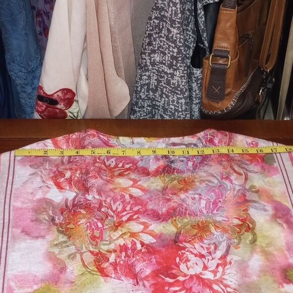 Chico's Fina Floral Flutter Sleeve Scarf Print Blouse - Size 0 / S - Picture 9 of 9